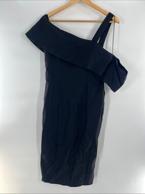 Delphine Black Asymmetric Off the Shoulder Dress Size 8 Gently Used